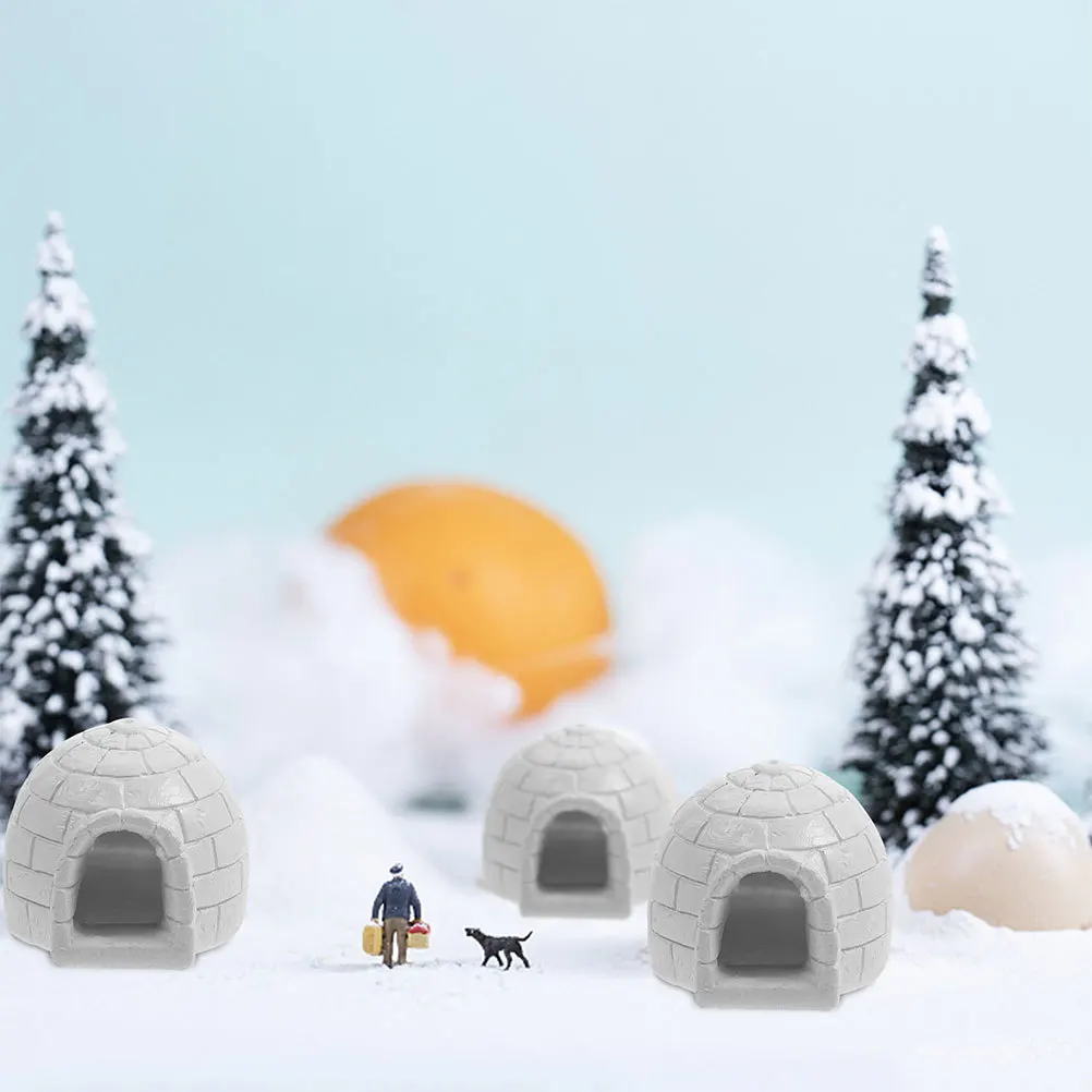 

2Pcs Ice House Decorations Resin Craft Ornament Home Office Miniature Garden Decor Ice House Model Igloos Model