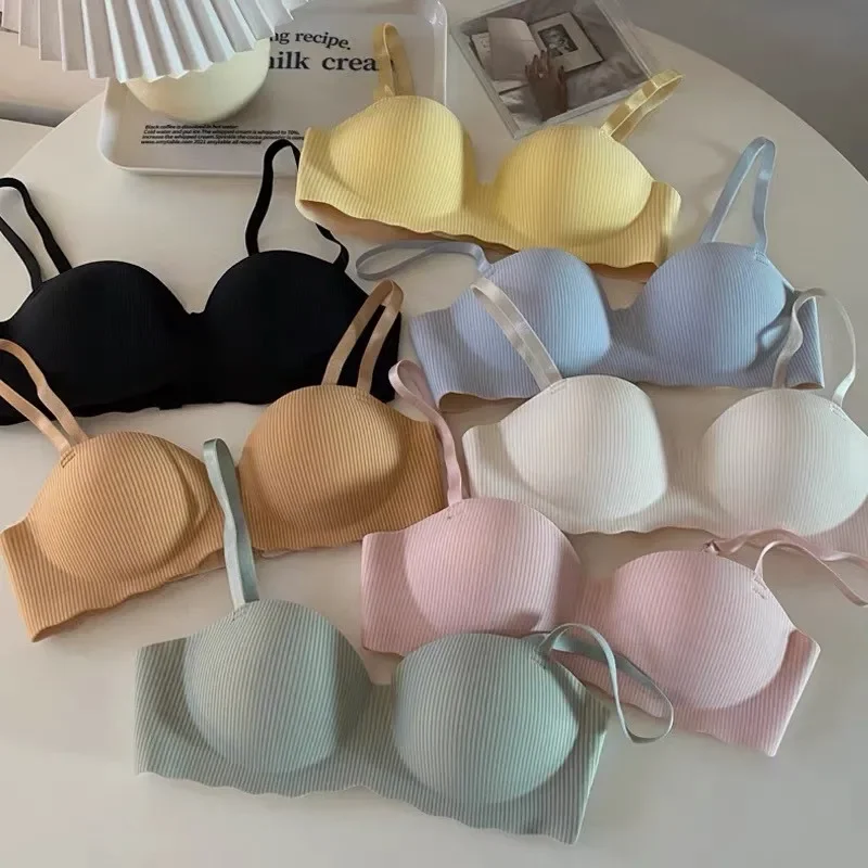 Seamless Half Cup Cloud Nude Underwear Women Small Breast Gathering Support Anti-Sagging Soft Support Wireless Bra