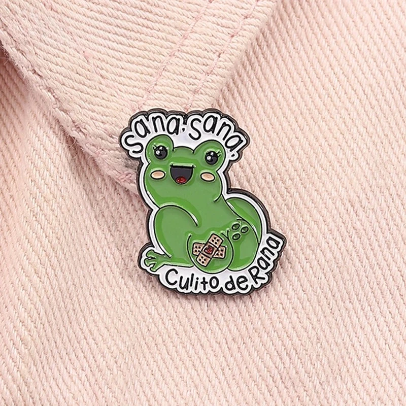 Culture of Spain Enamel Pin Sana Sana Colita De Rana Cute Frog Brooch Lapel Badge Lapel Badge Funny Lat Mexican Mom Jewelry Gift