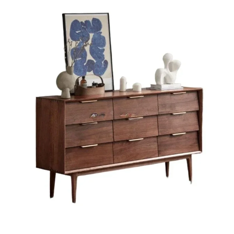 

All solid wood black walnut modern simple bedroom locker Nordic storage chest of drawers