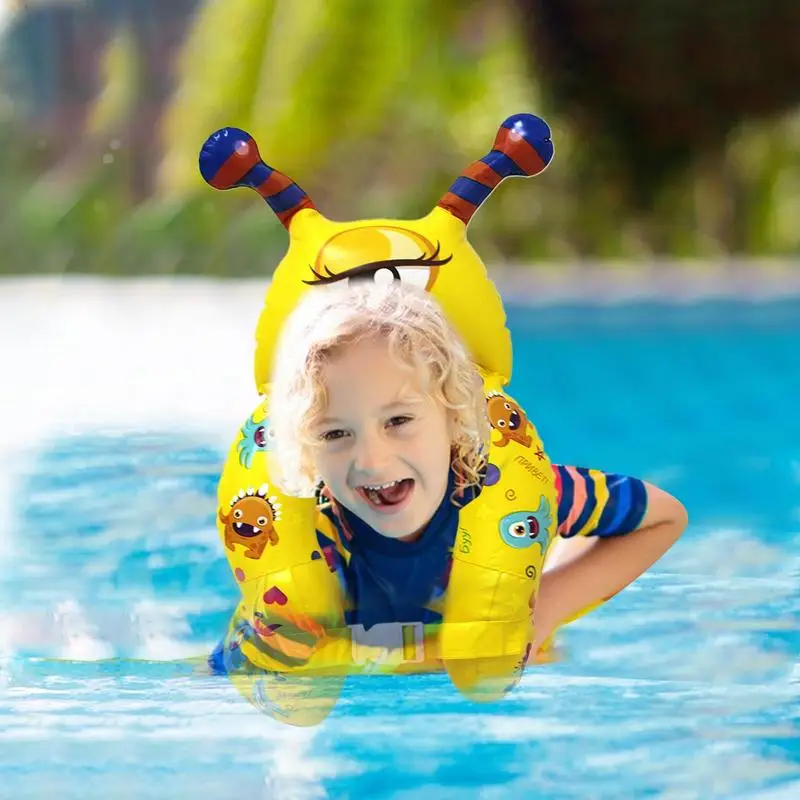 Flotador de natación para niños pequeños, chaleco de natación portátil para niños, flotadores de piscina para niños con doble bolsa de aire y seguridad ajustable