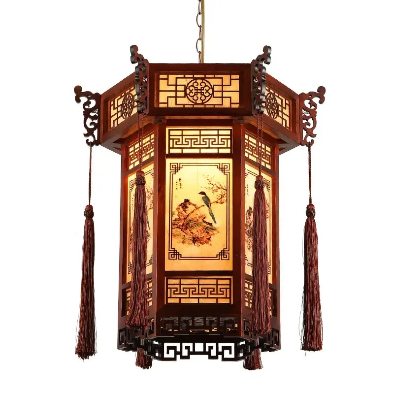 palace lamp balcony red lantern chandelier temple ancestral hall Chinese style antique building door outdoor