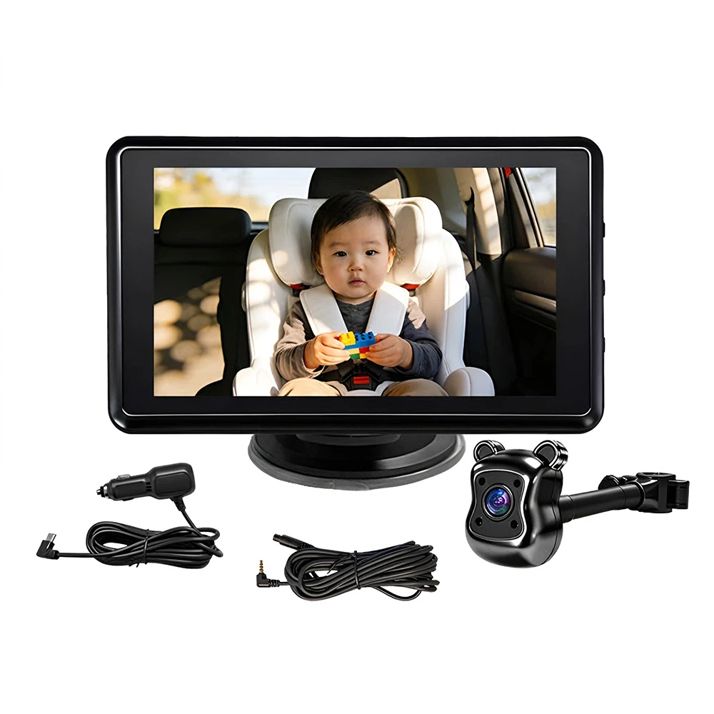 5 Inch 1080P HD Baby Car Monitor Rear Facing Back Seat Camera Infrared Night Vision USB Powered for Infant Kids Car Safety