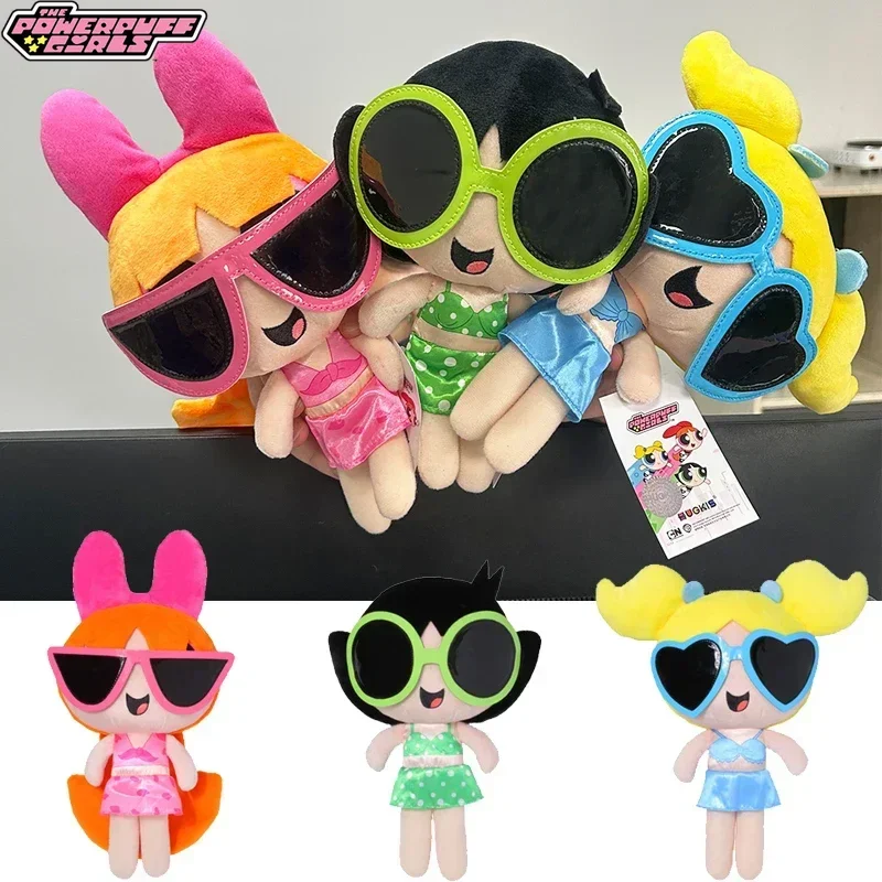 New 23cm/35cm Cartoon Anime The Powerpuff Girls Plush Toys Cute Beach Dress Blossom Buttercup Bubbles Stuffed Dolls Girls Toy