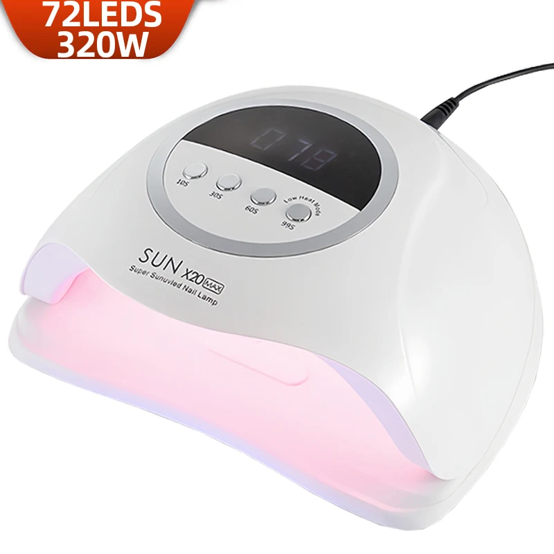 SUN X20 MAX-lámpara UV de uñas para secado de todo tipo de esmaltes en Gel, 320W, 72LED, con pantalla LED, para salón de manicura