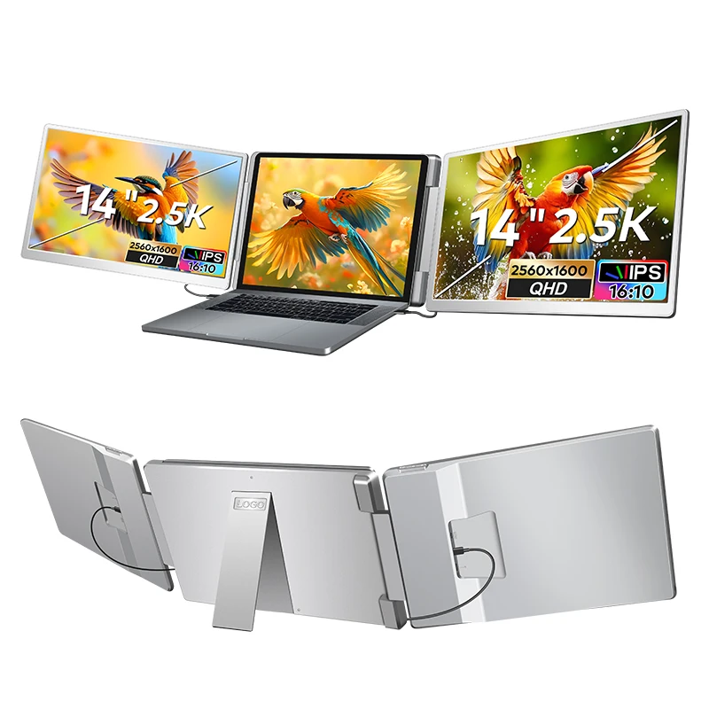 Best Seller Triple Laptop Screen Extrende 14 Inch 2.5K LCD Monitors Portable Tri Screen Monitor For Laptop