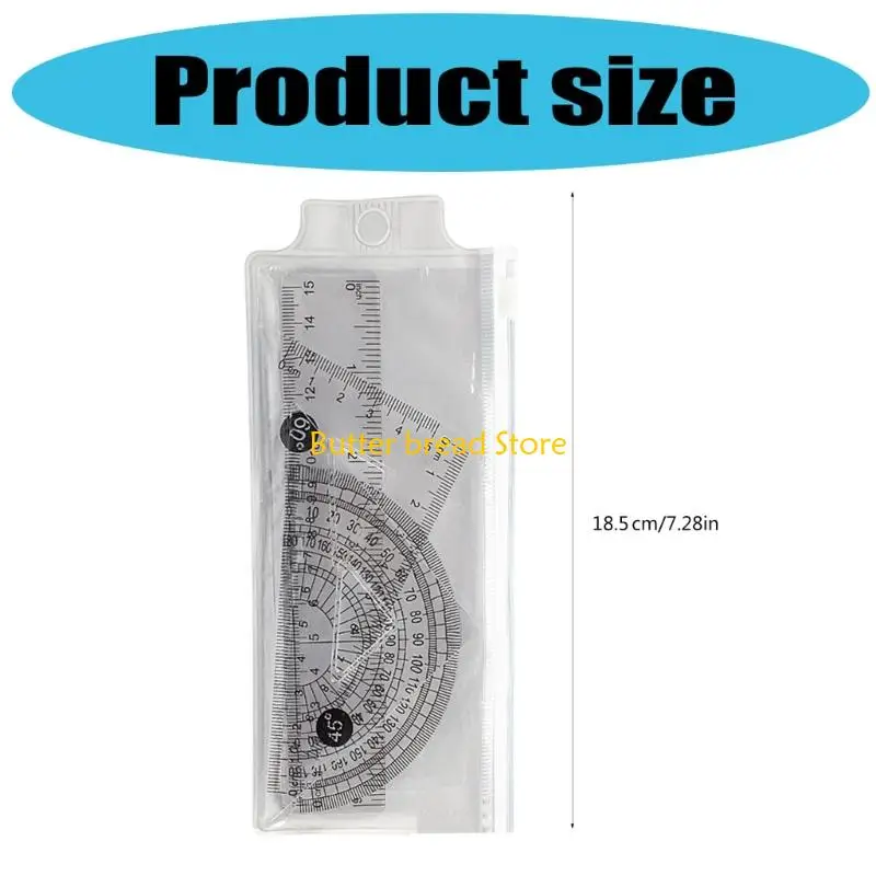 W89C 4 PCS Geometry Math Set 15cm مجموعة الحاكم مجموعة الحكام المنقار البلاستيكي المثلث حاكم المثلث