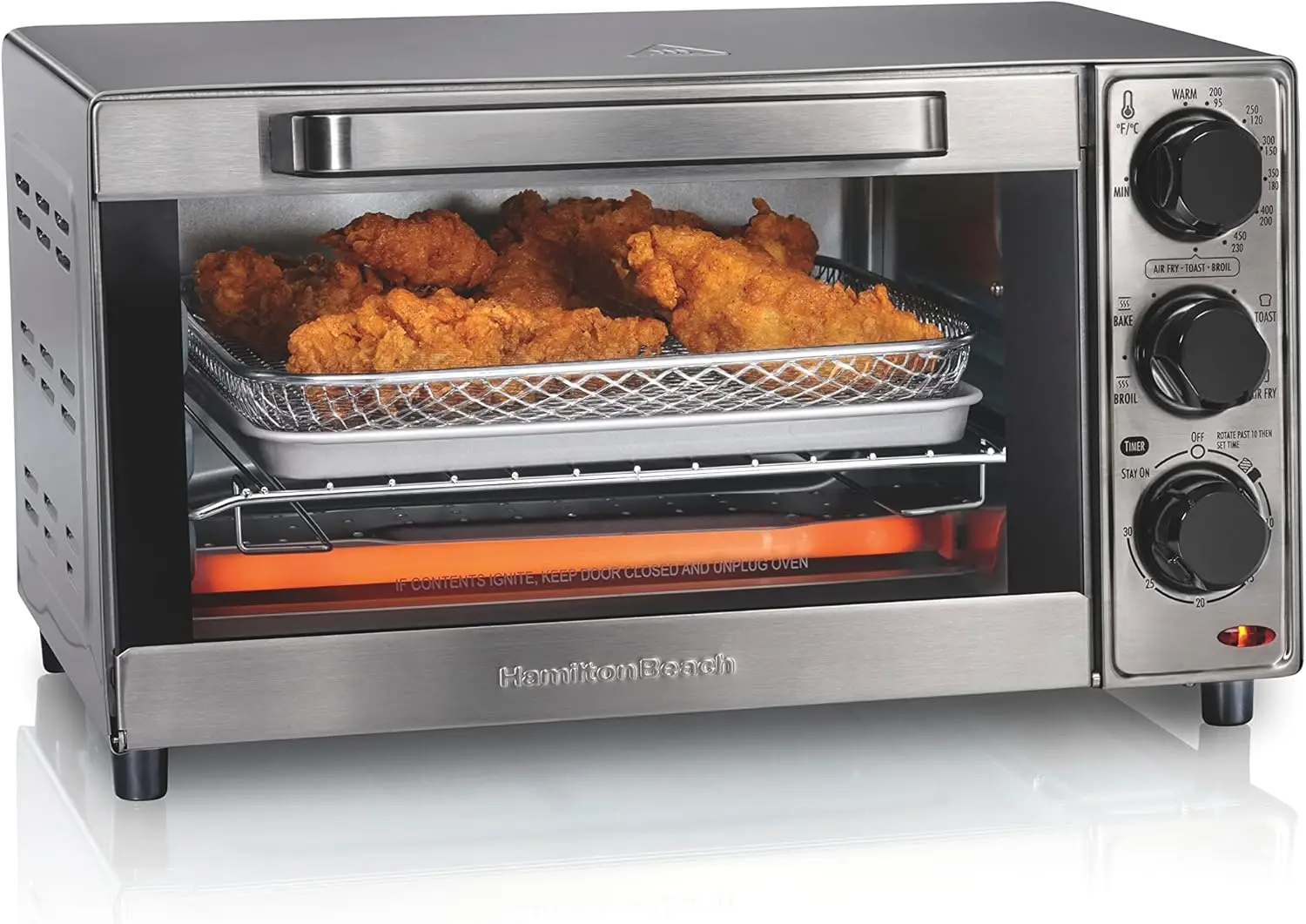 Sure-Crisp Toaster Oven Air Fryer Combo, Fits 9” Pizza, 4 Slice Capacity, Powerful Circulation, Auto Shutoff