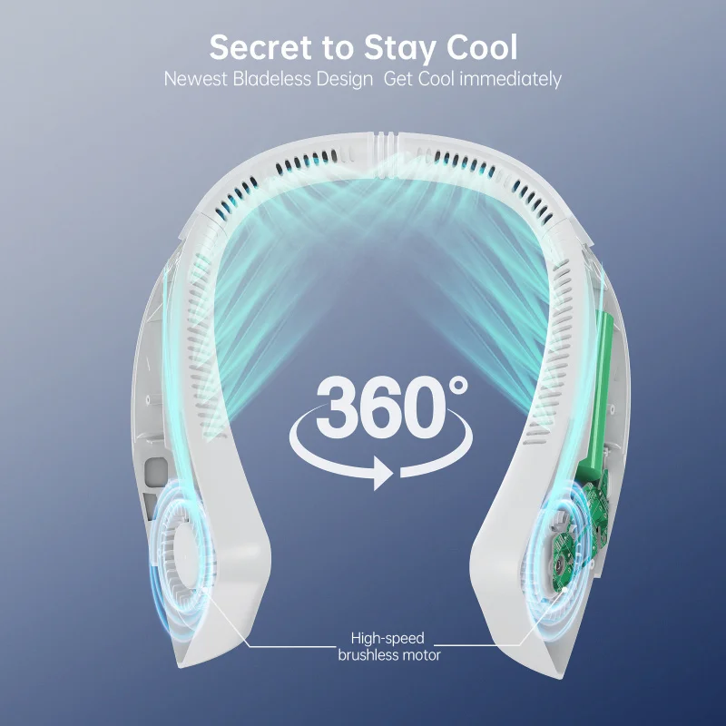 2026 New Hanging Neck Fan Mute Long Battery Life Leafless Fan High Value Fashion Brushless Motor Charging Fan image 6