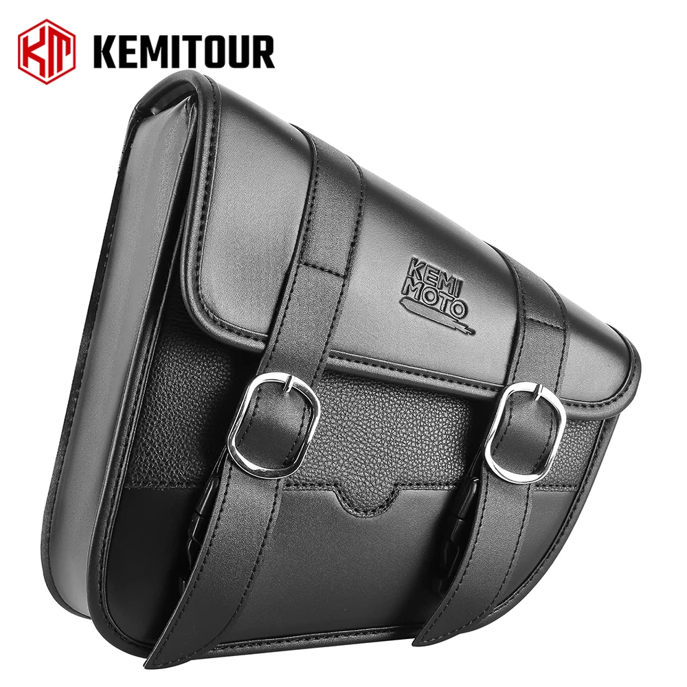 

Motorcycle Swingarm Bag Left Side Solo Bag Retro Leather Swing Arm Bags for Softail Models Dyna Low Rider Motorcycle Accessories