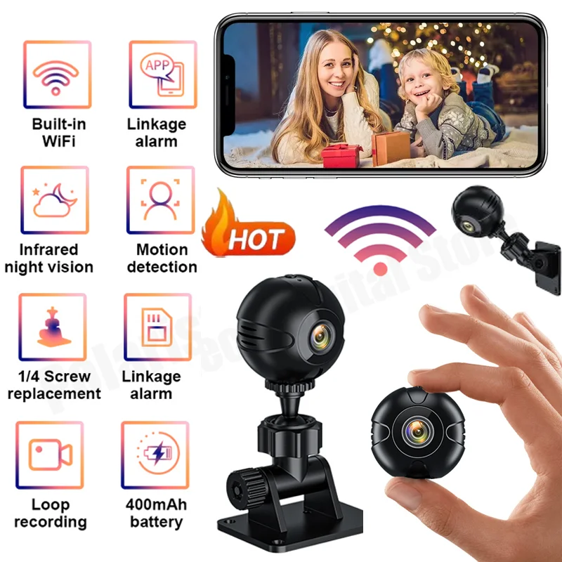 Mini WiFi Wireless IP Camera Mobile Monitor HD Night Vision Baby Remote Monitor Camera Security Infrared Bicycle Recorder 2025