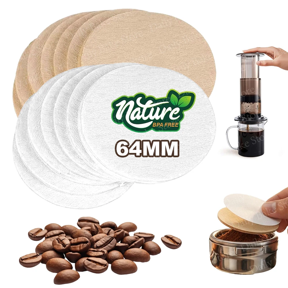 Round Coffee Filters, 64mm Paper for Moka and Drip, Even Filtration, Tear-Resistant Handling, Cleaner Brewing Routine, 64mm