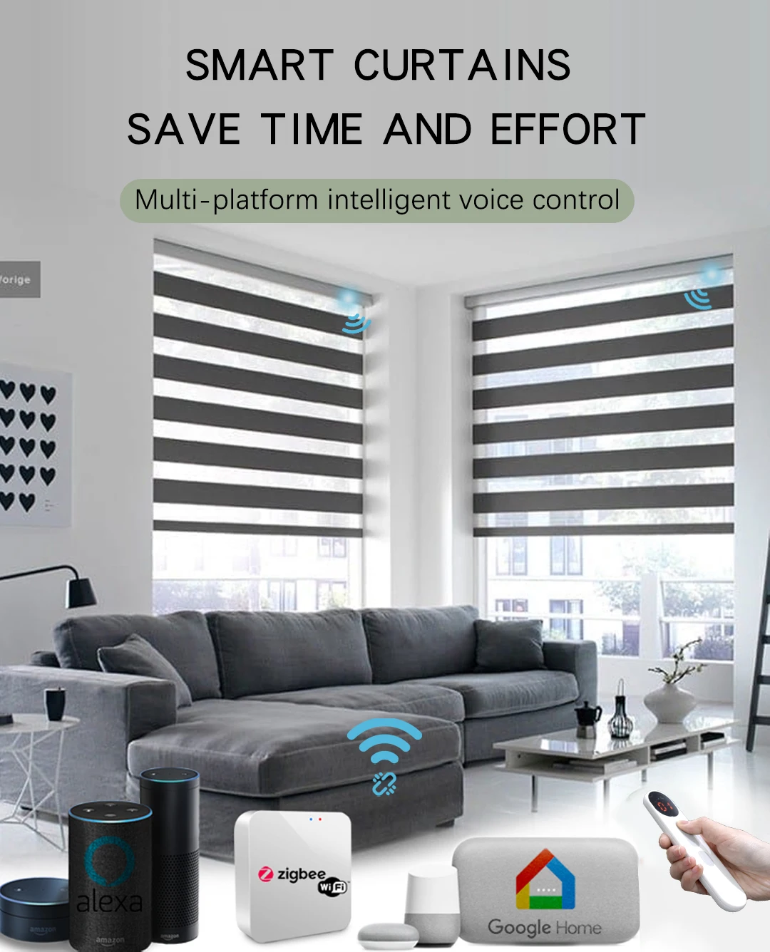 Wholesale Muti-colors Zebra Shades double layer roller blinds Smart wifi Blinds High quality motorized zebra shutters Window