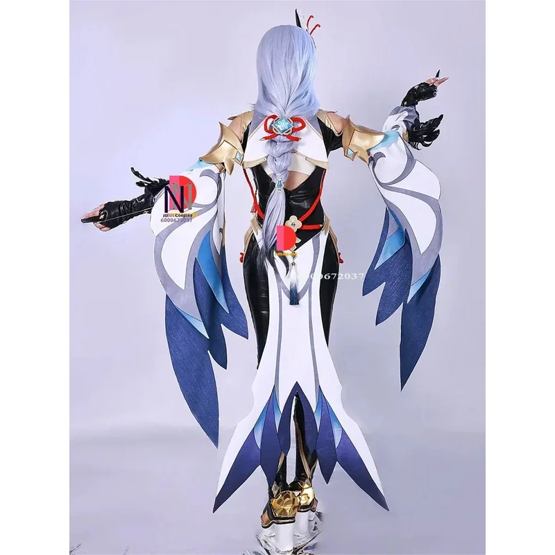 MN1 игра Genshin Impact Shenhe косплей костюм сексуальный комбинезон наряд на Хэллоуин для женщин парик вечерние униформа высокое качество Ful8/yG