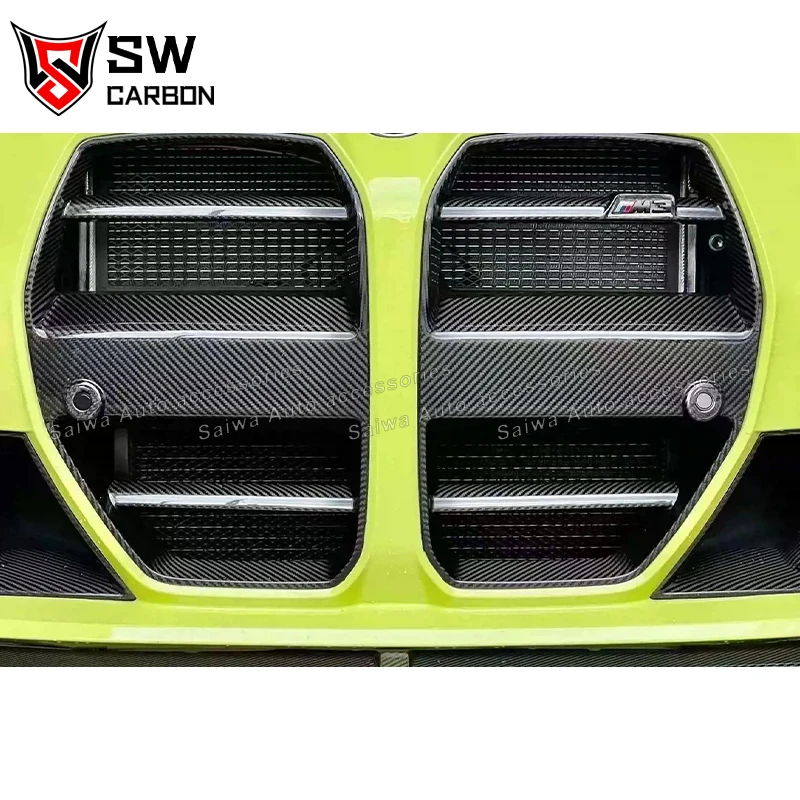 Dry Carbon Fiber ST Style Car Grill for BMW G80 G81 M3 G82 G83 M4 Front Air Intake Grille Frame Trim Air Vents Center Mesh