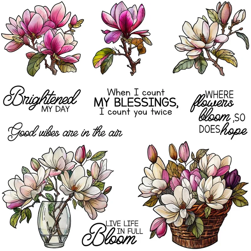 Merry Christmas Magnolia Flowers Clear Stamps DIY Scrapbooking Supplies Silicone Stamp For Card Making Paper Albums