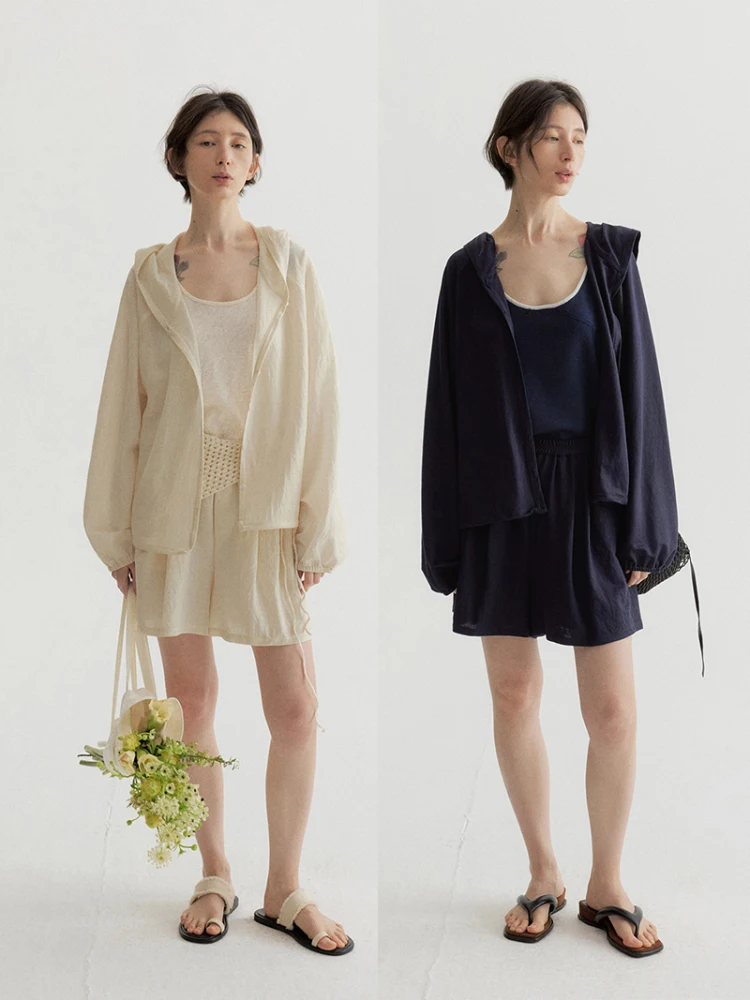 

TINNTINN Knitted ort Sve Cardigan orts Set UV Protection Dstring Hem Hat Design Breathable Lightweight Summer Outfit