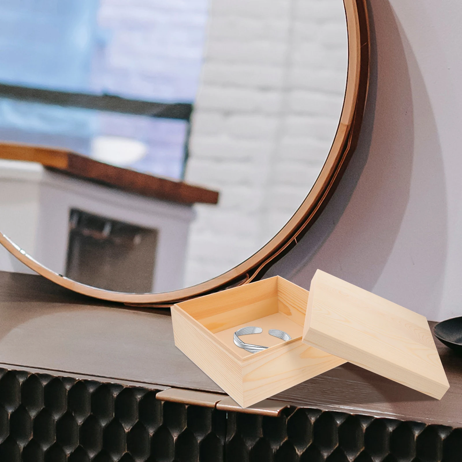 

Unpainted Wooden Box DIY Storage Jewelry Organizer Resistance Keepsake Home Decor Wooden Square Storage Box