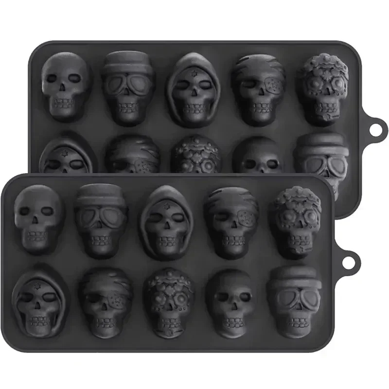 Totenkopf-Eiswürfelform 10er-Set Wiederverwendbare Silikon-Eisform für Getränke, Whiskey, Cocktails, Schokolade, Eiscreme, Küchen- und Backwerkzeuge – Detail 4