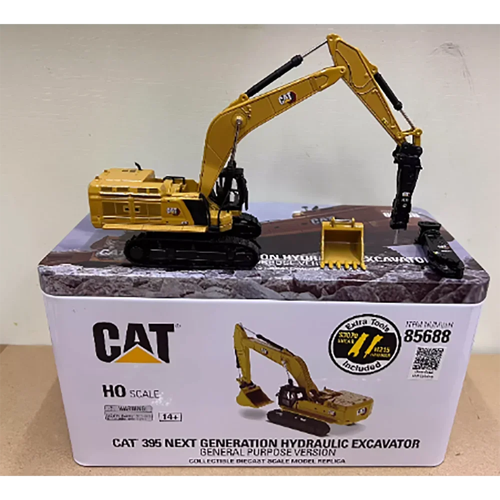 Diecast DM 1:87 Scale CAT 395 Next Caterpillar Excavator Hammer Demolition Pliers Set Model 85688 Finished Model Gift Toy