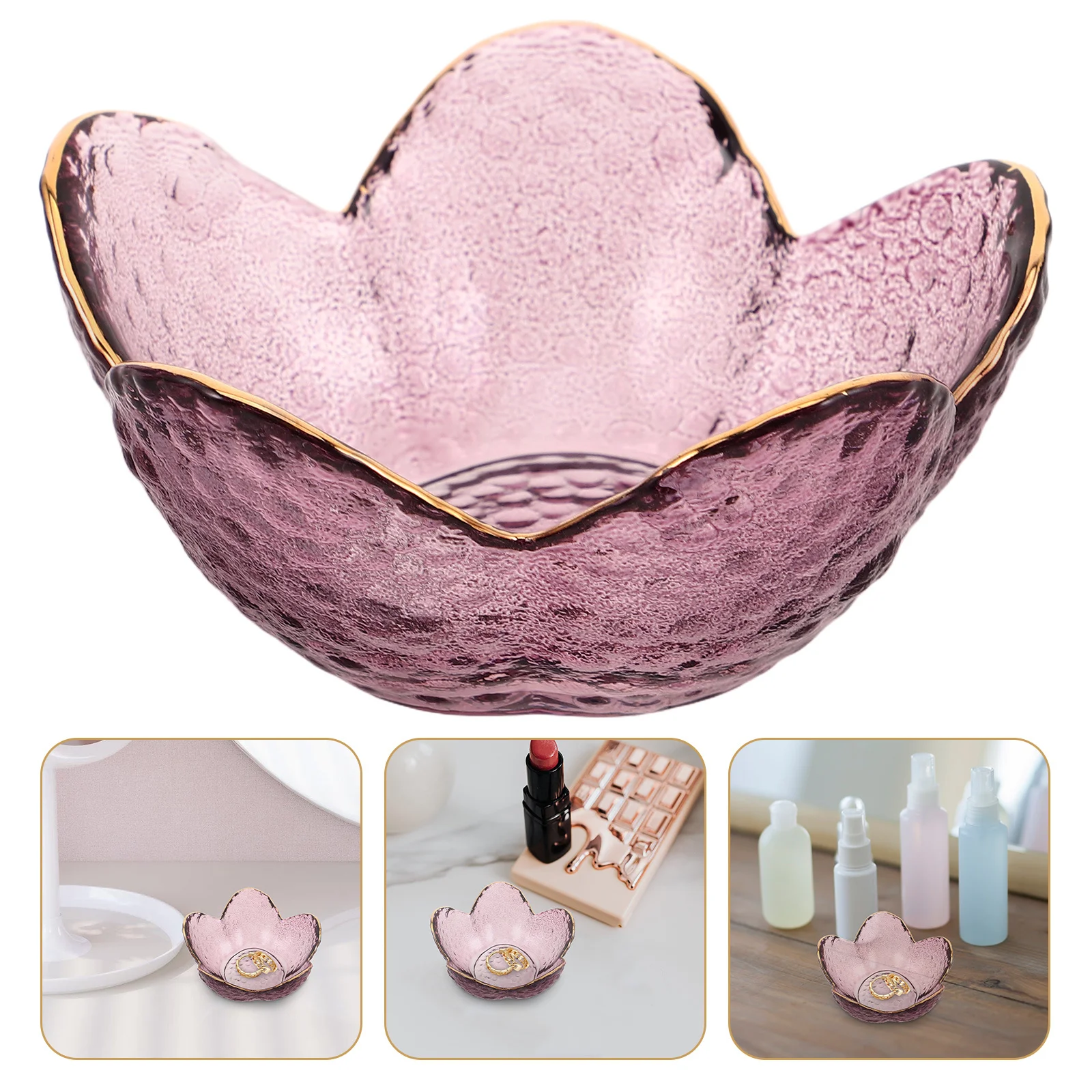 

Flower Jewelry Dish Glass Ring Holder Trinket Tray for Women Bedroom Vanity Decor Gift Mom Wife Daughter Valentine's Day