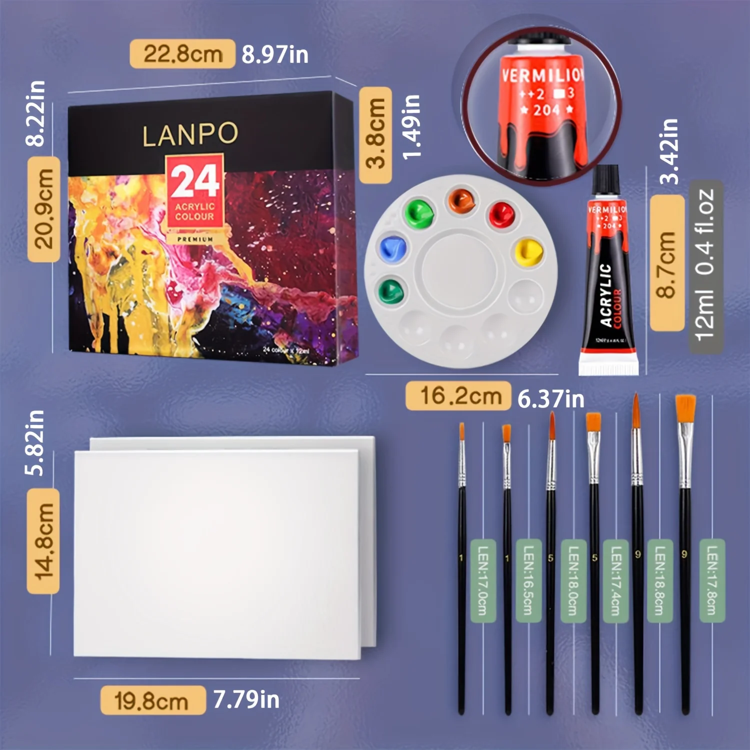 Kit di pittura smaltata acrilica a 12/24 colori per artisti che dipingono Set di colori acrilici a tubo da 12ml impermeabile, protezione solare, non