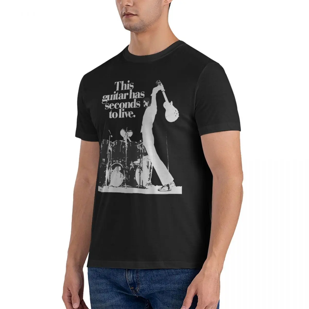 Men Pete Townshend T Shirts The Who 100% Cotton Tops Vintage Short Sleeve Crew Neck Tee Shirt Printed T-Shirt