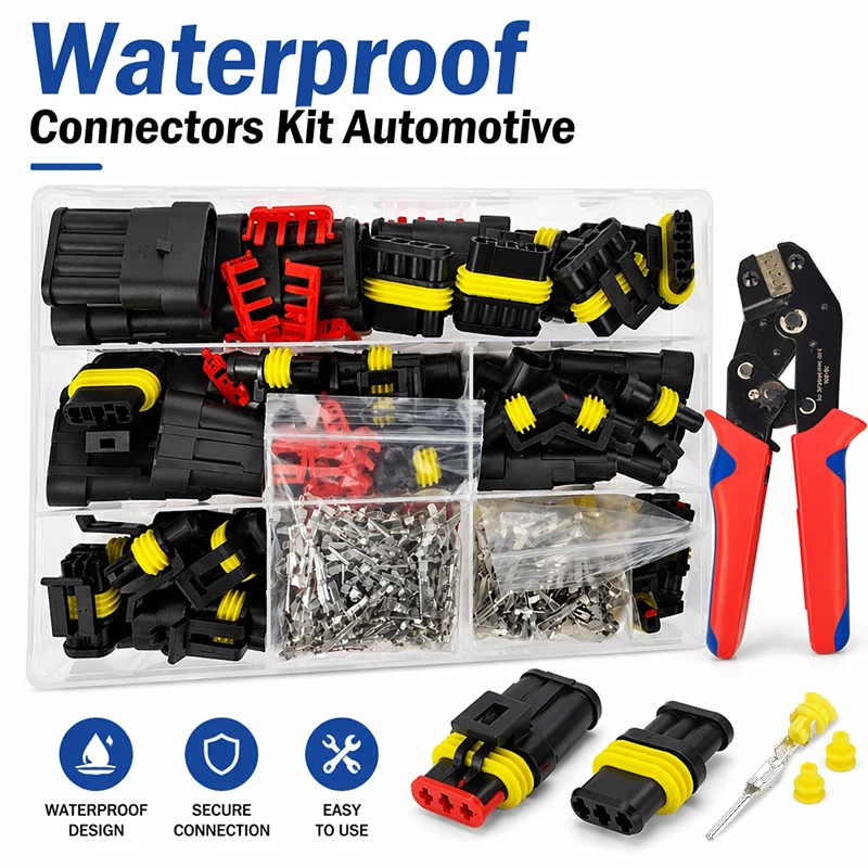 AMP Style Waterproof Connectors Kit 1/2/3/4/5/6 Pin Automotive Wire Quick Plug Socket Set -96/100/192/300/254/622PCS