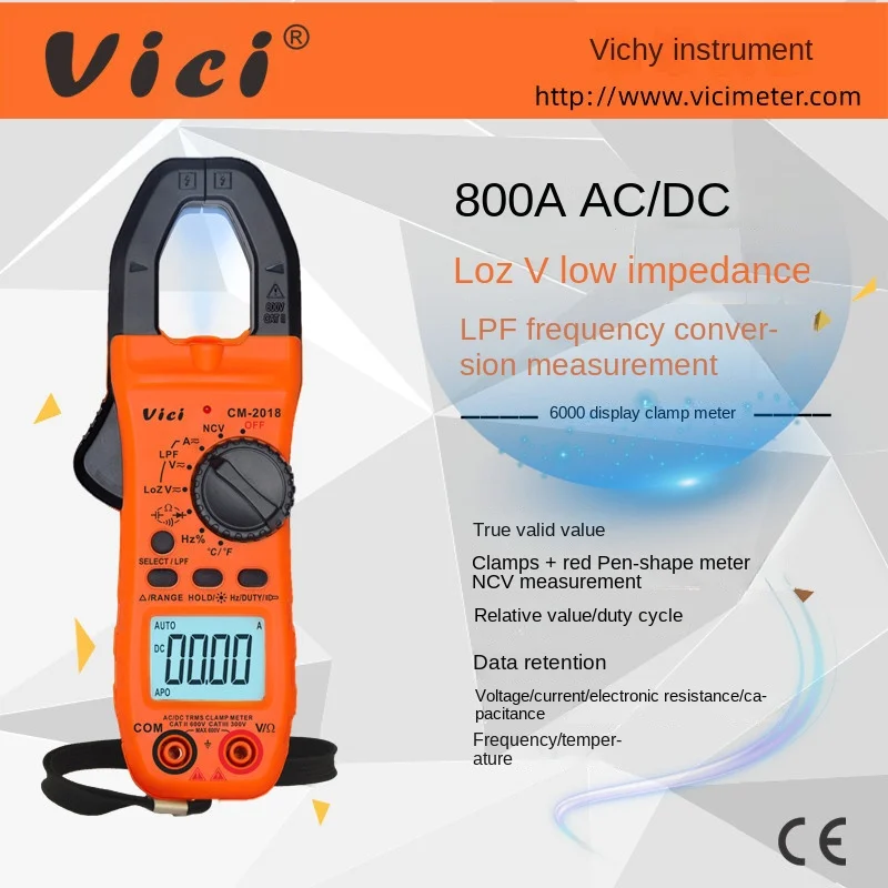 

Vici Digital AC DC Clamp Meter LoZ LPF Voltmeter 800A Current Multimeter Ammeter 60mF Capacitance Resistance Frequency Tester