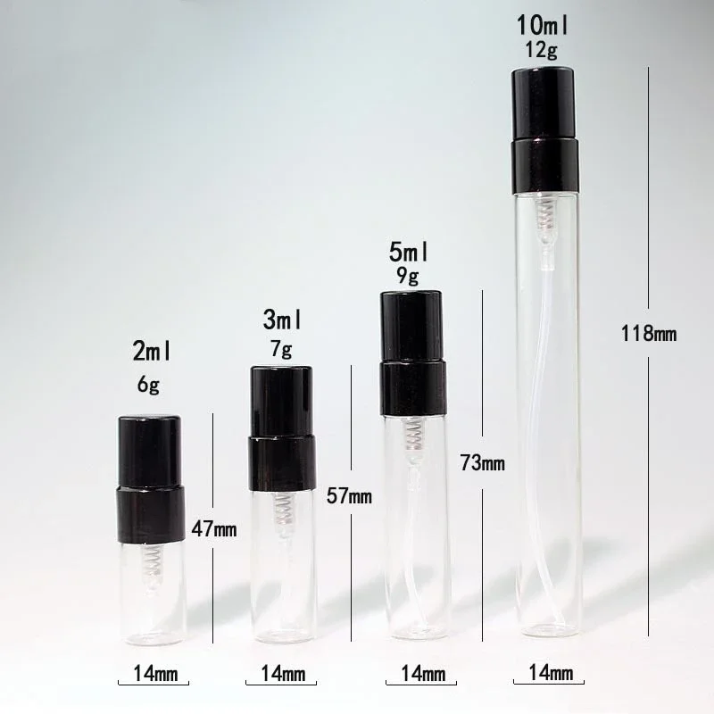 2/3/5/10ml parfüm şişeleri boş Mini sprey Atomizer konteyner seyahat için taşınabilir cam kozmetik kapları örnek doldurulabilir