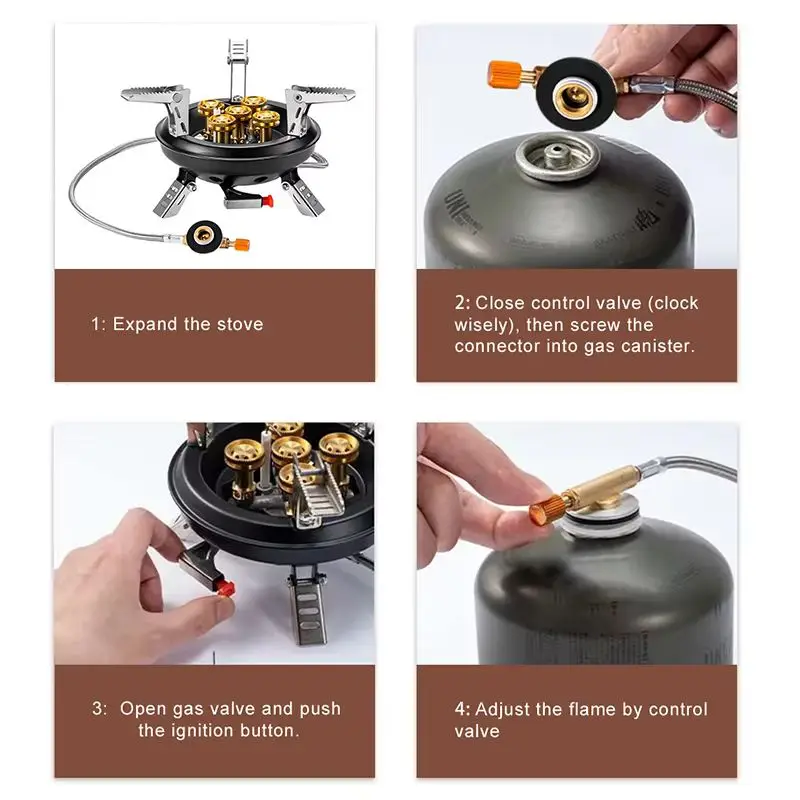 BRS-201A Portable Camping Gas Stove 16000W High Pressured Propane Butane Gas Burner Outdoor Emergency Stove with Piezo Ignition