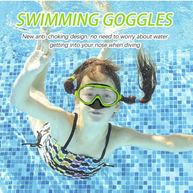

Kids Swim Goggles With Nose Cover Snorkeling Glasses Anti-Fog No-Leak Clear Waterproof Snorkeling Goggles Gear For Children Kids