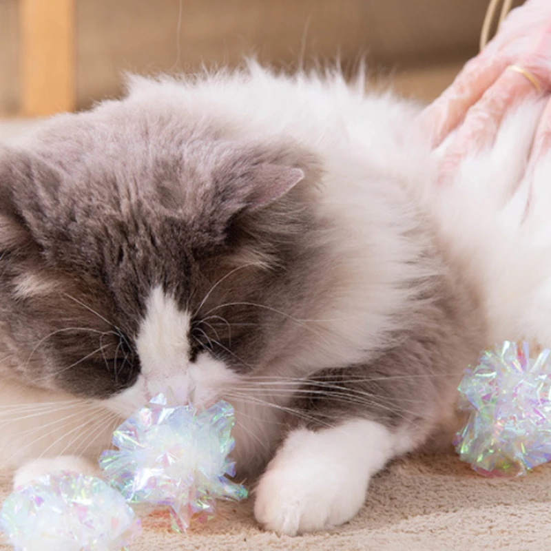 كرات ورقية ملونة، ألعاب صنع الصوت للحيوانات الأليفة، ألعاب القطط، كرات الخدش والعض، تجذب انتباه الحيوانات الأليفة، ألعاب تفاعلية ممتعة #2