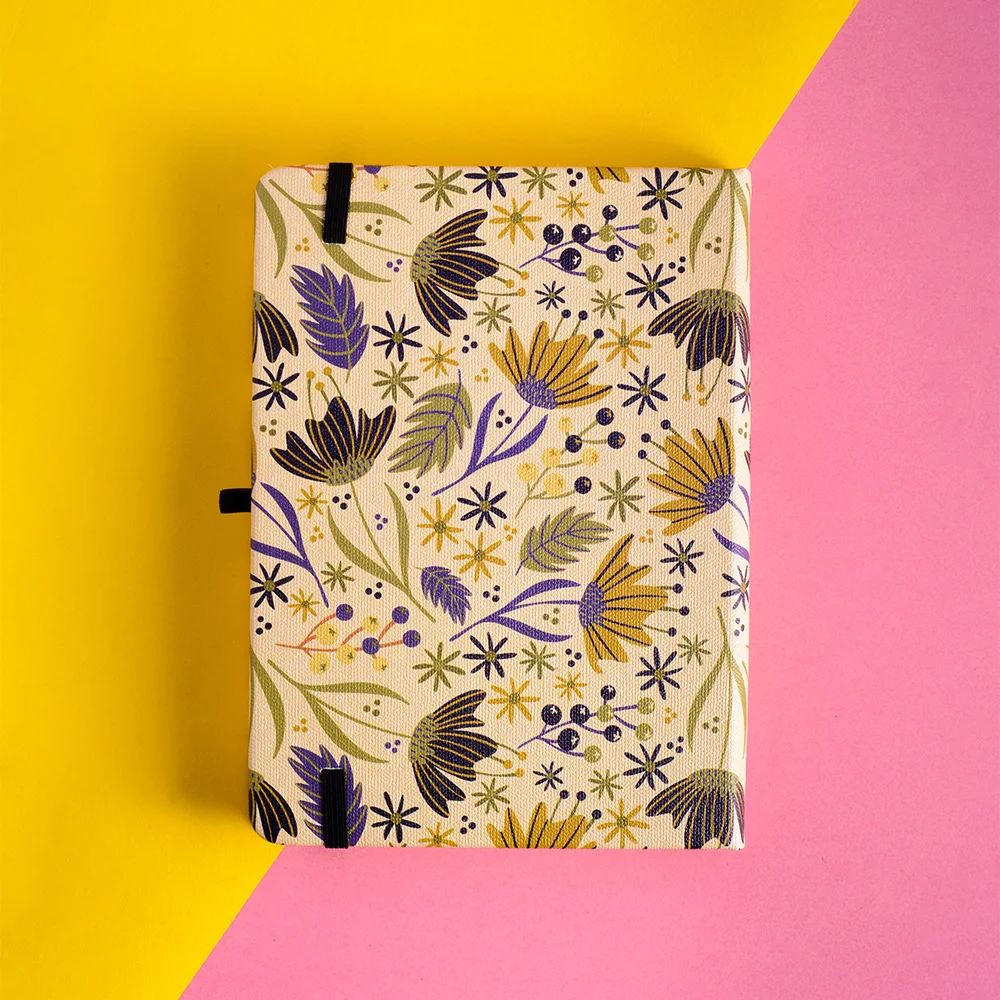 불릿 도트 저널 빈티지 꽃 하드 커버, 두꺼운 종이 여행 노트북, B6 160gsm