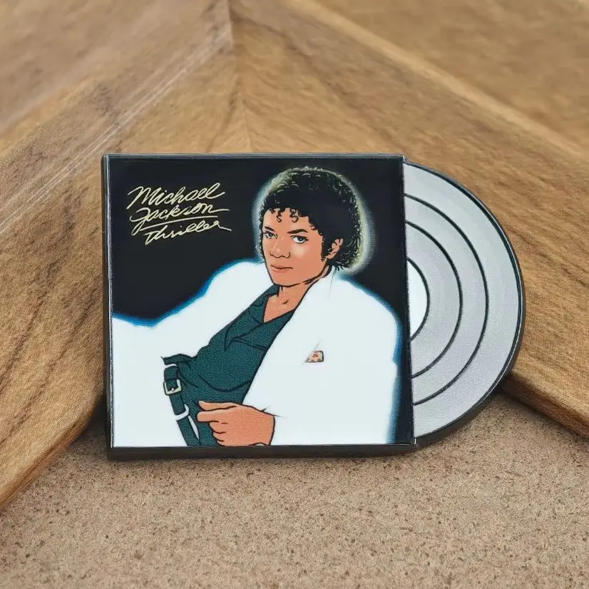 A-Michael J-Jackson Thriller Brooch Vinyl Record Metal Badge King of Pop Album Enamel Pin MJ Music Fan Gift