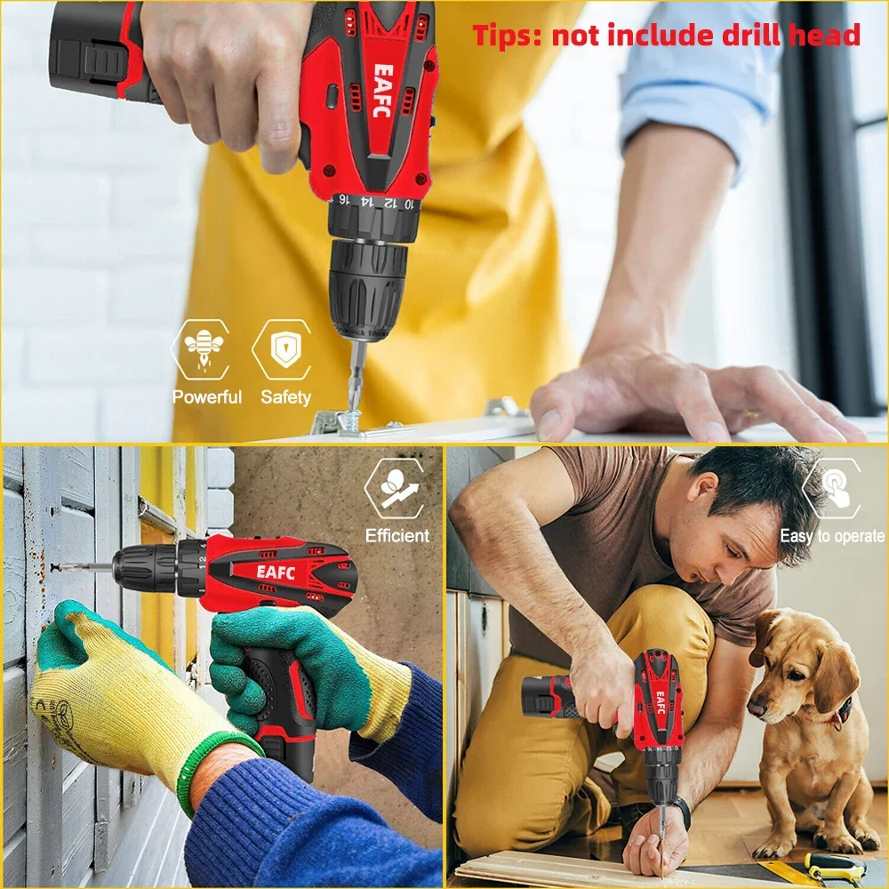 EAFC 2-Speed Electric Hand Drill Screwdriver 60N.M Cordless Power Drills Woodworking Home DIY Electric Drill Control Power Set - view 6
