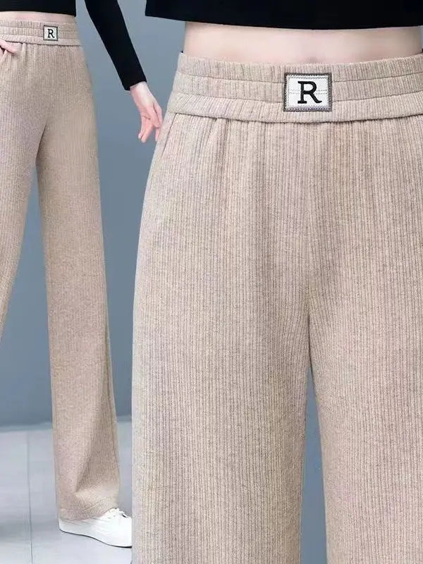 High Waist Wide Leg Pants Women's Slim Fit Drapey Straight Leg Loose Fitting Autumn Winter Fashion Casual Trousers