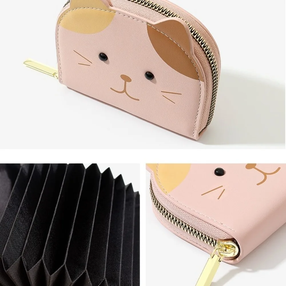 Portafoglio modello simpatico gatto cartone animato Portafoglio in pelle PU Slot per schede multiple Portamonete corto Porta carte stile coreano Porta carte piccolo Scuola