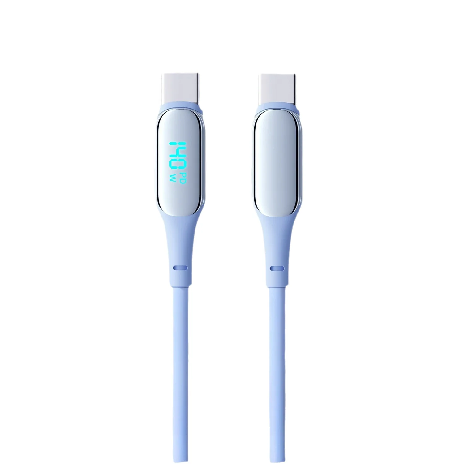Kabel do transmisji danych PD140W MAX 5A z silikonu z wyświetlaczem LED, kabel szybkiego ładowania Type-C do Type-C do telefonów Huawei, Samsung, iPhone — zdjęcie produktu 5