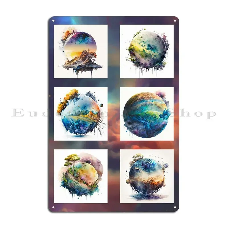 Alien Planets Vs7 White Metal Plaque Poster PaintingWall Decor Designer Custom Cinema Tin Sign Poster