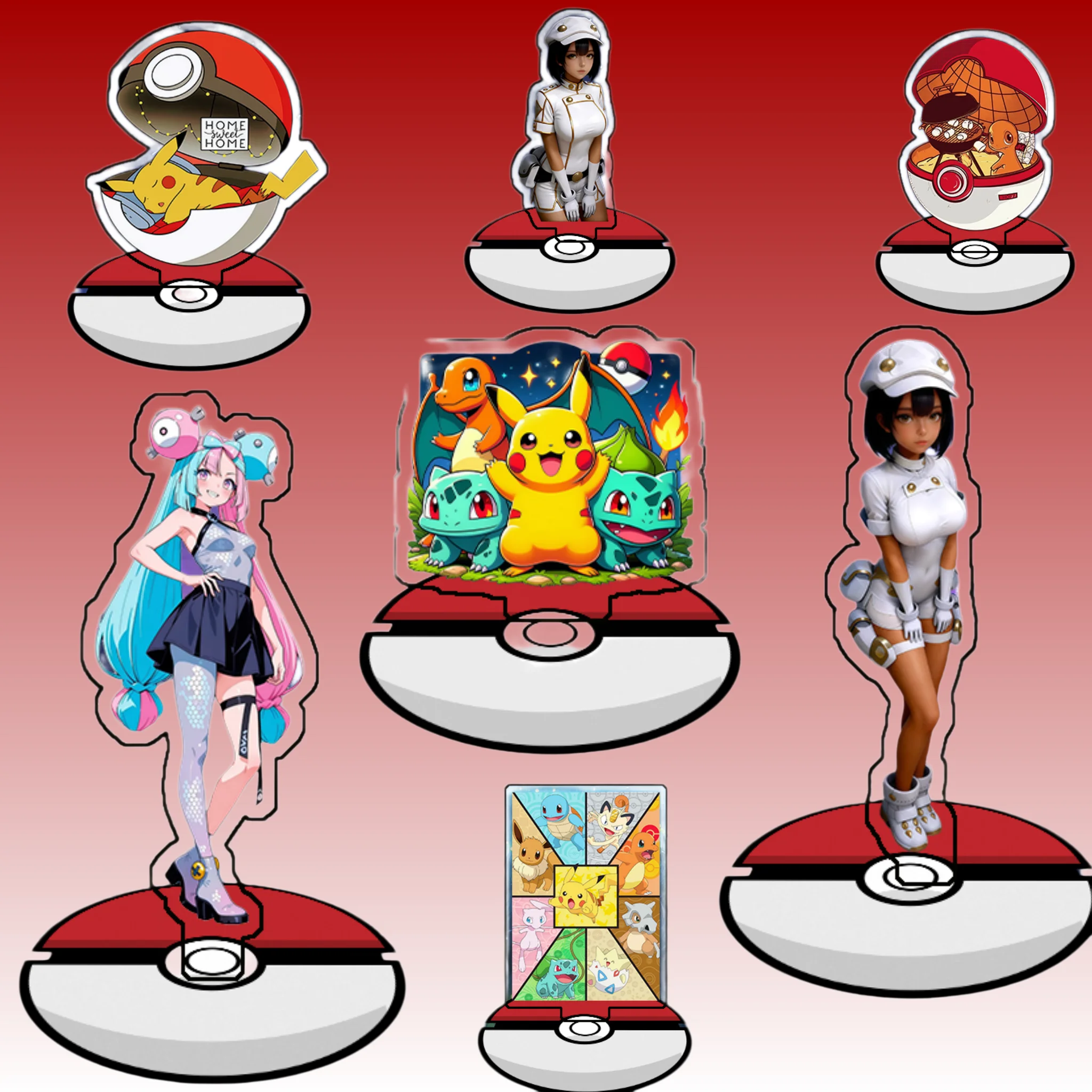 Standing Sign for Pokemon Iono Serena Lillie Irida Pikachu Acrylic Desktop Stand Decorating Self Made Collection Toy Fans Gift