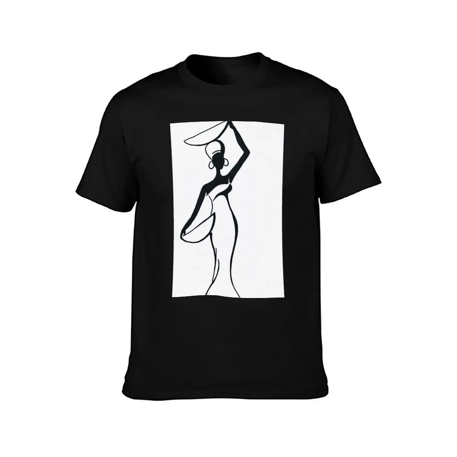 African Woman with Baskets T-Shirt, Summer Casual Cotton Tee, Oversized Streetwear Tops, Vintage Graphic Print, Unisex Men Women