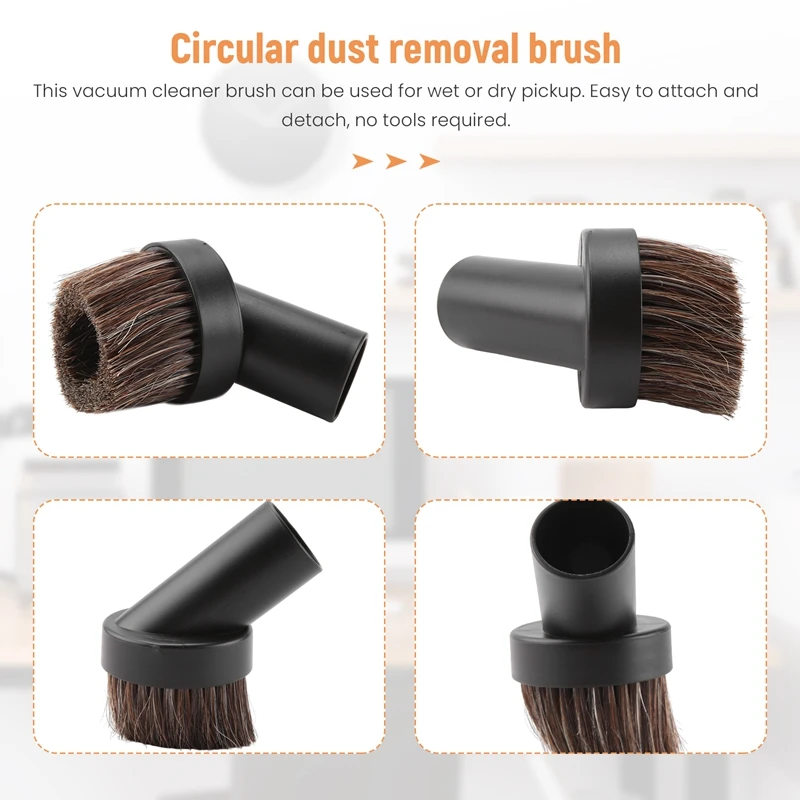 Promotion!Vacuum Cleaner Brush Round Dust Brush, 25Mm Horse Hair Vacuum Cleaner Attachment Replacement, For Most Brand Accepting