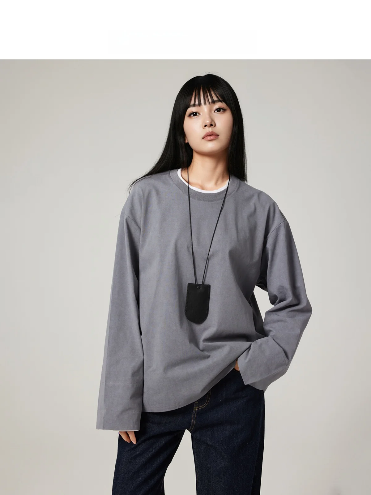 

High-End Eco-Friendly Cotton Faionable Patchwork Cuffed Loose Sweater T-irt Base Layer Women's Loose Fit Long Sve roun...