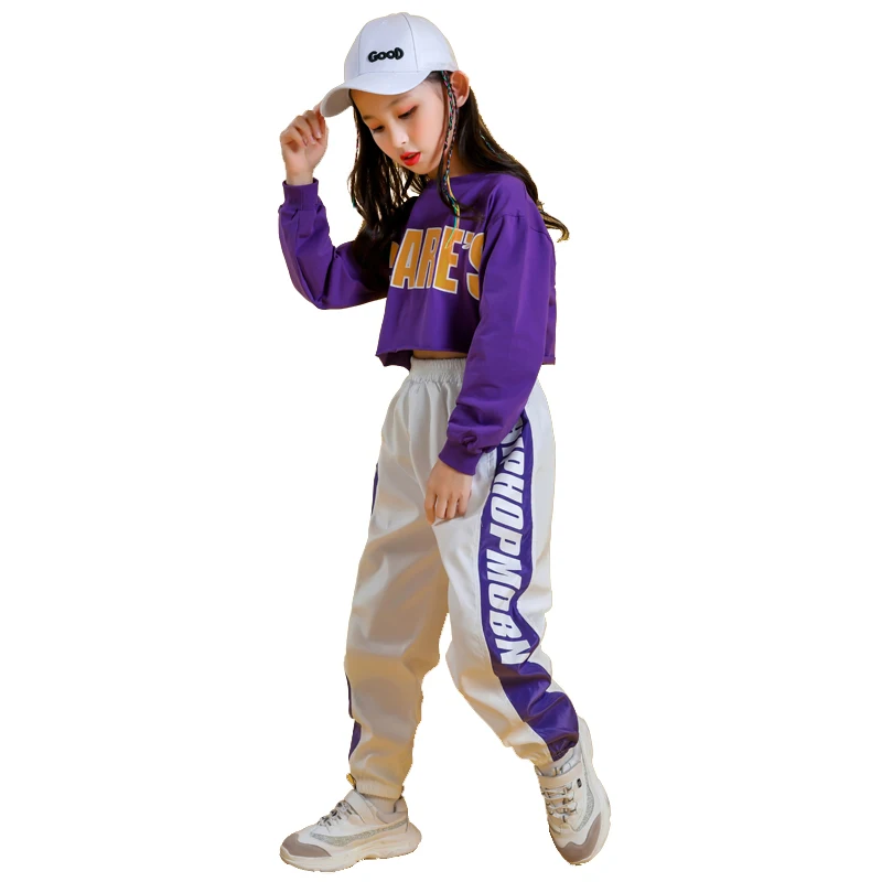 Girl costume for girls Hoodie Sweatshirt Shirt Top Crop Causal Jogger Pants for Girl Jazz Ballroom Dance Costume Clothes Wear