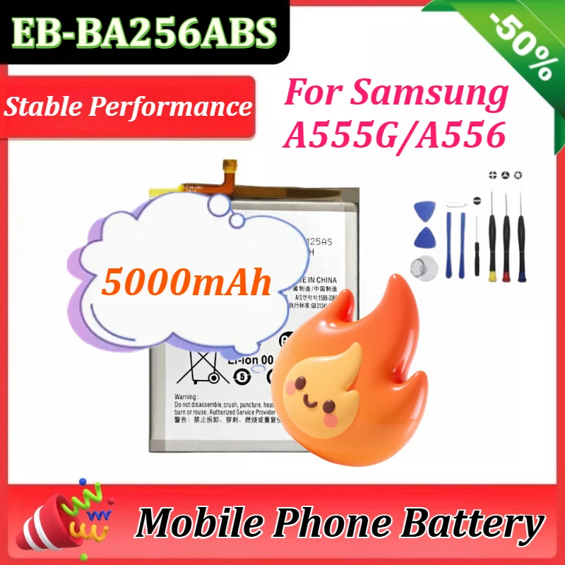 

5000mAh High Quality 100% EB-BA256ABS Battery for Samsung A55 5G/A556 SM-A556B Mobile Phone Battery+Tools