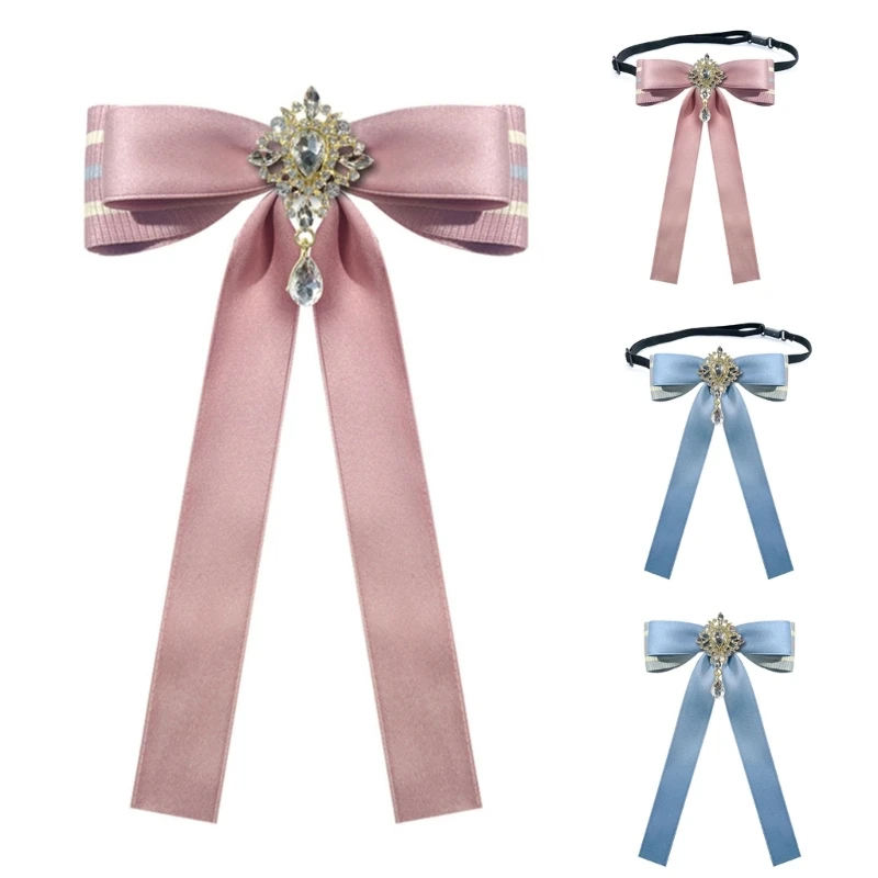 

Ribbon Bow Tie Collar Pin Bowknot Brooch for Girls School Uniforms Accessories