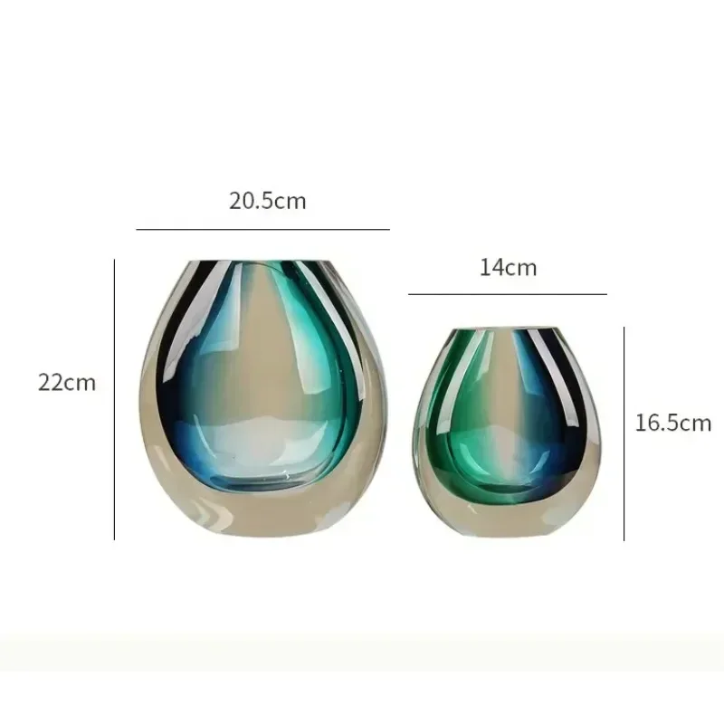 L20- Gradient glazed vase - decorative ornament for living room coffee table, tv stand, and desktop display