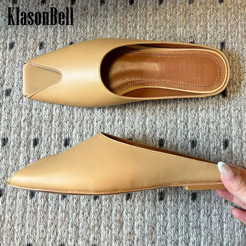 7.19 KasonBell Fashion Sexy Sheepskin Peep Toe Women Slippers Leopard Pattern Metal Decoration Square Toe Flat Sole Sandals