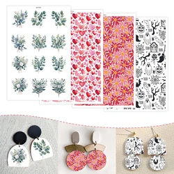 Colored Pattern Flower Heart Halloween Theme Polymer Clay Transfer Paper Water Soluble Disposable Stickers Printing Paper Making